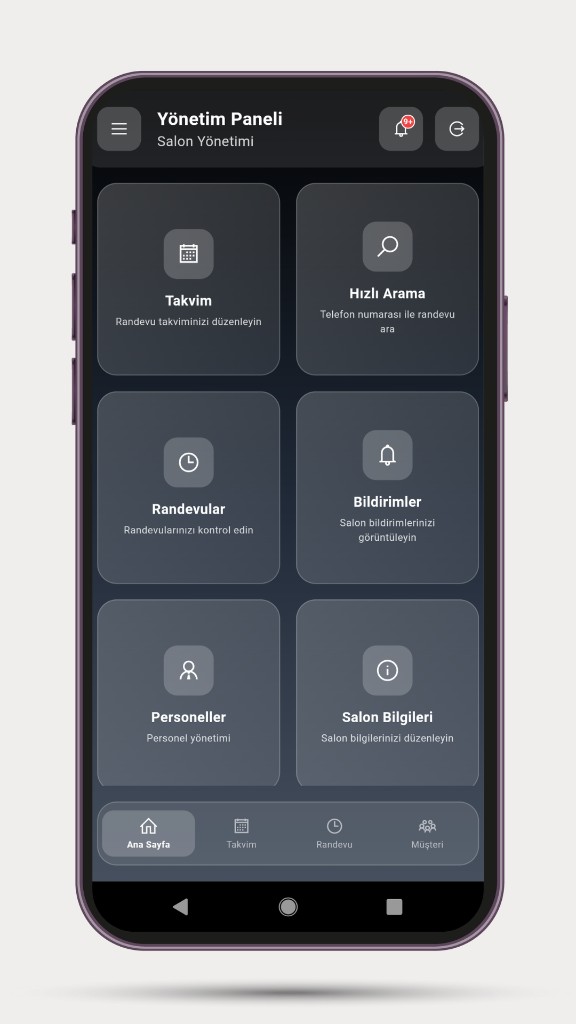 Salon Yönetim Ana Ekranı